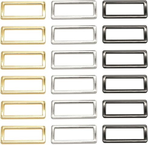 Asamuyu 18 Pieces Rectangle Rings Buckle Metal Rectangular Buckle Loop Square Strap Webbing Belt Rings in Saudi Arabia