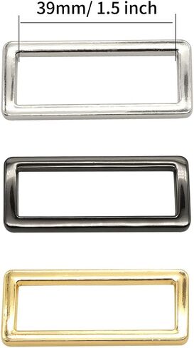Asamuyu 18 Pieces Rectangle Rings Buckle Metal Rectangular Buckle Loop Square Strap Webbing Belt Rings in Saudi Arabia