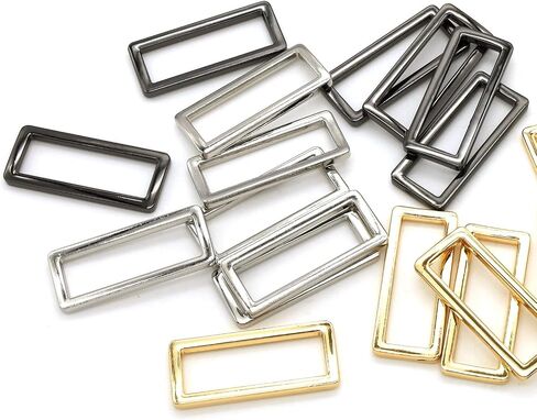 Asamuyu 18 Pieces Rectangle Rings Buckle Metal Rectangular Buckle Loop Square Strap Webbing Belt Rings in Saudi Arabia