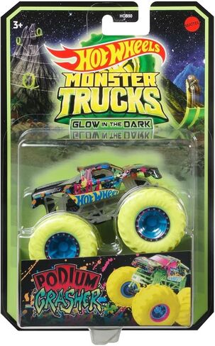 Hot Wheels 2022 Monster Trucks 1:64 Scale Diecast Glow in The Dark Podium Crasher in Saudi Arabia