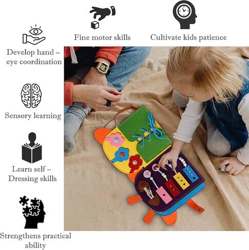 كتاب الأنشطة الهادئة للزرافة، 8 مهارات أساسية. كتاب مشغول للأطفال الصغار، لعبة حسية للأطفال الصغار. تنمية المهارات الحركية والمعرفية والحسية. كتاب السيارة المزدحمة مثالي للسفر. حقيبة ظهر الزرافة in Kuwait