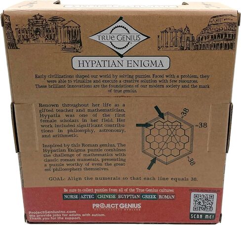 True Genius: Hypatian Enigma - A Number Based Roman Mystery, Roman Numeral Brainteaser, Wooden Puzzle, Difficulty Level 5, Project Genius, Ages 8 + in Saudi Arabia