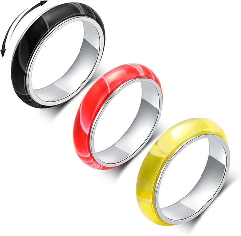OreilleStar Anxiety Ring for Women Spinner Ring Titanium Stainless Steel Fidget Ring Men 6mm Width With Dog Paw Kitty Cat Face Evil Eye Pattern Spinning Outer Band Size 6 7 8 9 10 in Kuwait