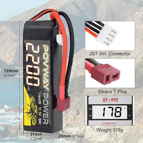 3S 2200mAh LiPo Battery POVWAY 11.1 V 50C RC Battery with T Plug Compatible RC Airplane, RC Helicopter,Drone ect. in Saudi Arabia