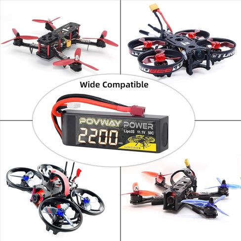 3S 2200mAh LiPo Battery POVWAY 11.1 V 50C RC Battery with T Plug Compatible RC Airplane, RC Helicopter,Drone ect. in Saudi Arabia