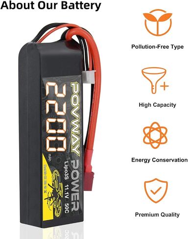 3S 2200mAh LiPo Battery POVWAY 11.1 V 50C RC Battery with T Plug Compatible RC Airplane, RC Helicopter,Drone ect. in Saudi Arabia
