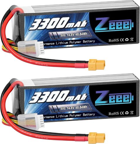 Zeee 14.8V 4S Lipo Battery 50C 3300mAh Soft Case Battery with XT60 Plug for RC Airplane Helicopter RC Boat UAV Drone FPV RC Car Truck Boat(2 Packs) in Saudi Arabia