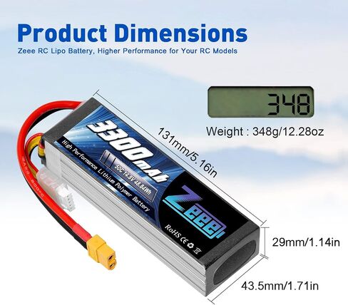 Zeee 14.8V 4S Lipo Battery 50C 3300mAh Soft Case Battery with XT60 Plug for RC Airplane Helicopter RC Boat UAV Drone FPV RC Car Truck Boat(2 Packs) in Saudi Arabia