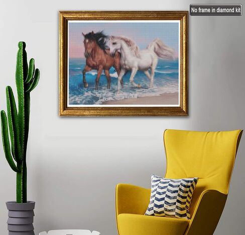 Jungobiu 5D الماس الطلاء مجموعات الحصان، DIY الماس الفن مجموعات الحيوانات الطلاء مع الماس جولة كامل حفر كريستال حجر الراين التطريز تستخدم لتزيين الجدار مكتب المنزل 12 × 16 بوصة (30 × 40 سم) in Kuwait