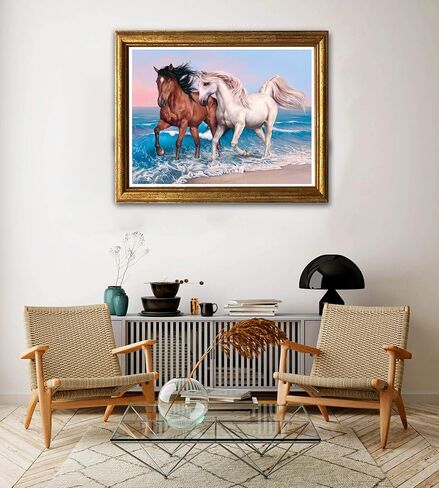 Jungobiu 5D الماس الطلاء مجموعات الحصان، DIY الماس الفن مجموعات الحيوانات الطلاء مع الماس جولة كامل حفر كريستال حجر الراين التطريز تستخدم لتزيين الجدار مكتب المنزل 12 × 16 بوصة (30 × 40 سم) in Kuwait