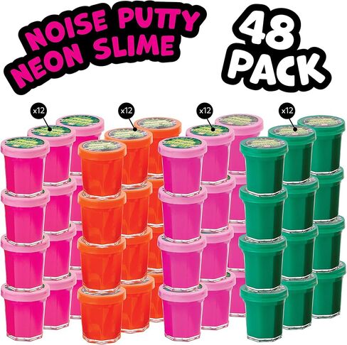 هدايا الحفلات للأطفال - عبوة من 48 قطعة من السلايم للحفلات الكبيرة - 1.5 بوصة - معجون ضوضاء صغير بألوان نيون متنوعة - ألعاب كبيرة - حشوات للجوارب - وهدايا حفلات أعياد الميلاد - عبوة كبيرة مكونة من 4 دزينة in Kuwait
