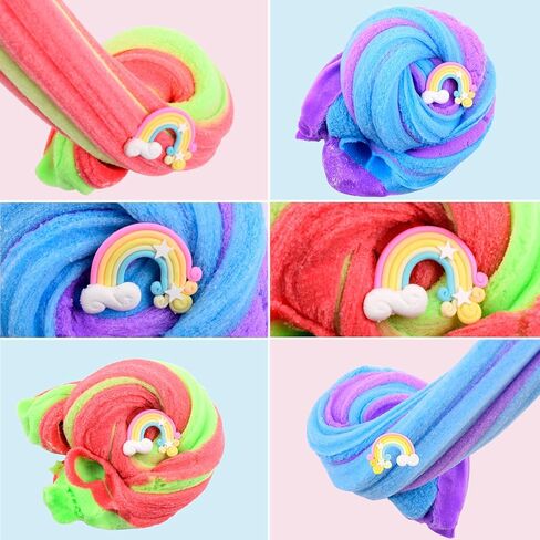 سلايم معطر بألوان قوس قزح، ناعم وغير لزج، لعبة تخفيف التوتر للفتيات والفتيان، سحابة ملونة للأطفال في حفلات عيد الفصح in Kuwait