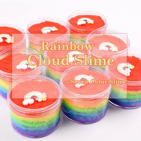 سلايم معطر بألوان قوس قزح، ناعم وغير لزج، لعبة تخفيف التوتر للفتيات والفتيان، سحابة ملونة للأطفال في حفلات عيد الفصح in Kuwait