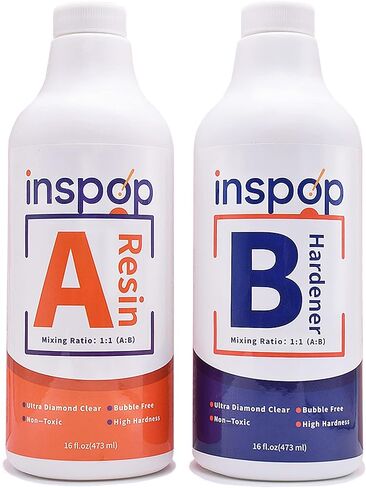 32 أونصة سائلة من مجموعة راتنجات الإيبوكسي والمقوي، كريستال شفاف، آمن للطعام ورائحة منخفضة، خالي من الفقاعات، صلابة عالية للصب (صب عميق) والفن والخشب والمجوهرات والمزيد من المشاريع، 2 جزء من الراتنج 1:1 in Kuwait