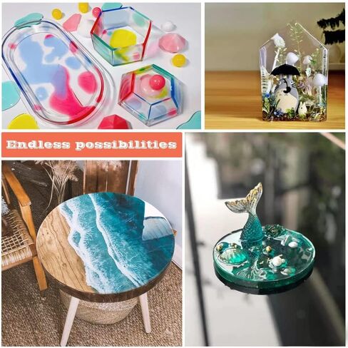 32 أونصة سائلة من مجموعة راتنجات الإيبوكسي والمقوي، كريستال شفاف، آمن للطعام ورائحة منخفضة، خالي من الفقاعات، صلابة عالية للصب (صب عميق) والفن والخشب والمجوهرات والمزيد من المشاريع، 2 جزء من الراتنج 1:1 in Kuwait