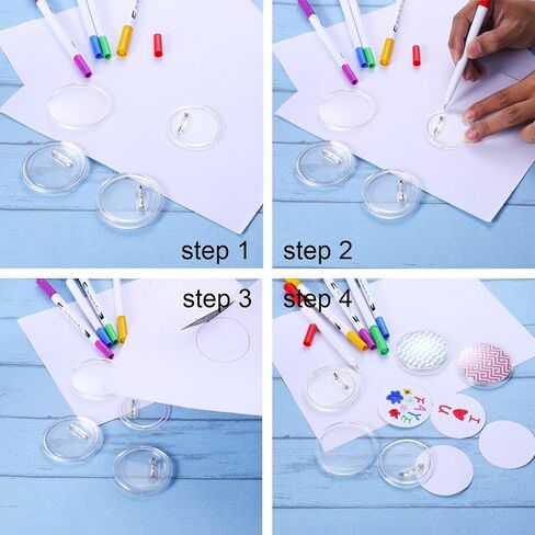 Aboat 25 Sets Design a Button Clear Acrylic Button Badges Kit with Pins for DIY Crafts and Craft Activities (2.36 Inch) in Kuwait