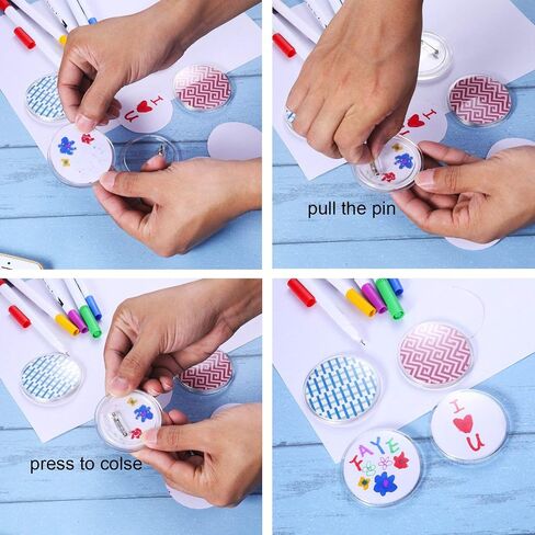 Aboat 25 Sets Design a Button Clear Acrylic Button Badges Kit with Pins for DIY Crafts and Craft Activities (2.36 Inch) in Kuwait
