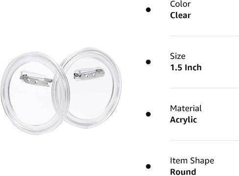 Aboat 25 Sets Design a Button Clear Acrylic Button Badges Kit with Pins for DIY Crafts and Craft Activities (2.36 Inch) in Kuwait