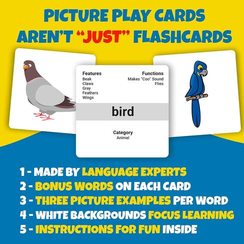 ThinkPsych First Nouns Picture Play Cards | Award Winning | 4 Fun Games & 150 Picture Cards for Speech Development | Autism and Speech Therapy Materials | Best Flash Cards for Toddlers and Homeschool in Saudi Arabia