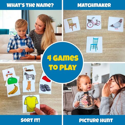 ThinkPsych First Nouns Picture Play Cards | Award Winning | 4 Fun Games & 150 Picture Cards for Speech Development | Autism and Speech Therapy Materials | Best Flash Cards for Toddlers and Homeschool in Saudi Arabia