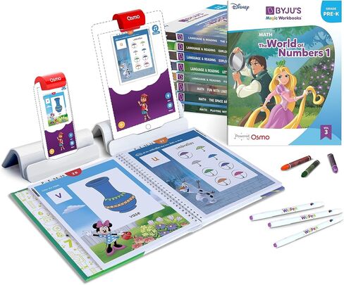 BYJU’S Learning: Disney, 1st Grade Premium Edition (App + 8 Workbooks) Ages 5-7, Featuring Disney & Pixar Characters - Learn Reading, Addition/Subtraction, Writing & Phonics - Osmo Fire base included in Saudi Arabia
