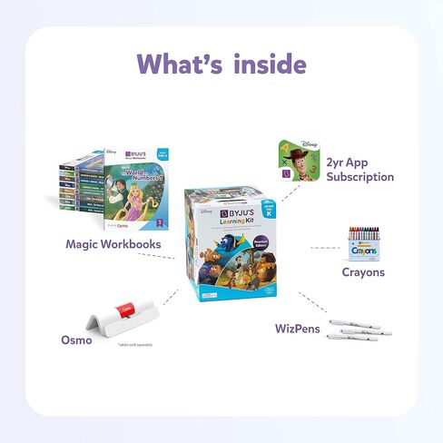 BYJU’S Learning: Disney, 1st Grade Premium Edition (App + 8 Workbooks) Ages 5-7, Featuring Disney & Pixar Characters - Learn Reading, Addition/Subtraction, Writing & Phonics - Osmo Fire base included in Saudi Arabia