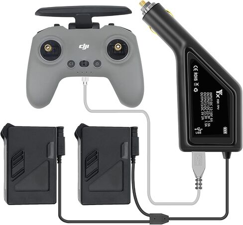Hanatora 3 in 1 Battery Car Charger for DJI FPV Drone and Remote Controller,Charge Two Battery 12v DC Multi Rapid Charging Hub Accessories in Saudi Arabia