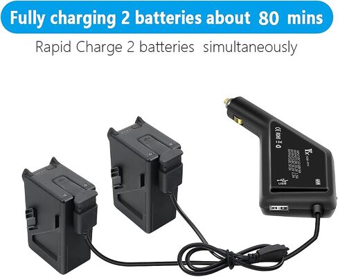 Hanatora 3 in 1 Battery Car Charger for DJI FPV Drone and Remote Controller,Charge Two Battery 12v DC Multi Rapid Charging Hub Accessories in Saudi Arabia
