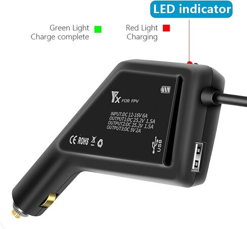 Hanatora 3 in 1 Battery Car Charger for DJI FPV Drone and Remote Controller,Charge Two Battery 12v DC Multi Rapid Charging Hub Accessories in Saudi Arabia