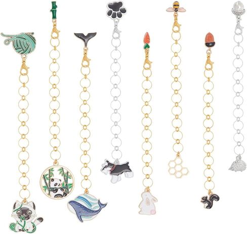 BENECREAT 11Pcs Stitch Marker Charms, Sheep Alloy Enamel Charm Locking Stitch Markers Acrylic Number Bead Knitting Row Counter Chains with Claw Clasps for Knitting Weaving Sewing Accessories in Kuwait