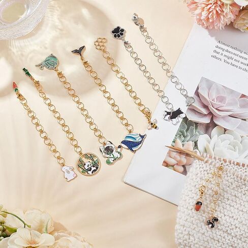 BENECREAT 11Pcs Stitch Marker Charms, Sheep Alloy Enamel Charm Locking Stitch Markers Acrylic Number Bead Knitting Row Counter Chains with Claw Clasps for Knitting Weaving Sewing Accessories in Kuwait