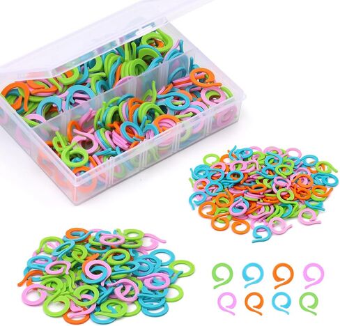 Iuuidu 200 Pcs Colorful Crochet Stitch Markers, Knitting Stitch Rings Size S/L, Crochet Locking Counter Stitch Marker Ring with Plastic Box Accessories for DIY and Handmade Crafts in Kuwait