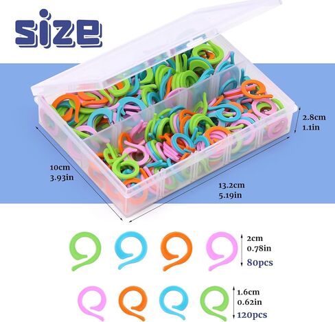Iuuidu 200 Pcs Colorful Crochet Stitch Markers, Knitting Stitch Rings Size S/L, Crochet Locking Counter Stitch Marker Ring with Plastic Box Accessories for DIY and Handmade Crafts in Kuwait