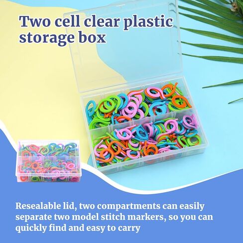 Iuuidu 200 Pcs Colorful Crochet Stitch Markers, Knitting Stitch Rings Size S/L, Crochet Locking Counter Stitch Marker Ring with Plastic Box Accessories for DIY and Handmade Crafts in Kuwait
