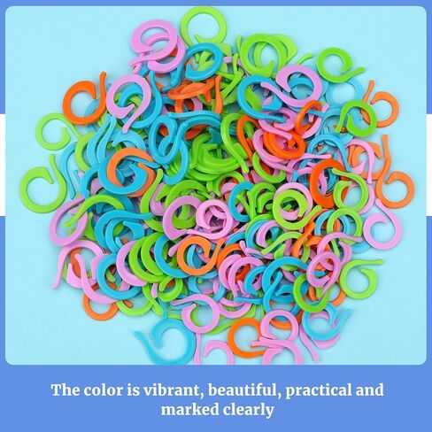 Iuuidu 200 Pcs Colorful Crochet Stitch Markers, Knitting Stitch Rings Size S/L, Crochet Locking Counter Stitch Marker Ring with Plastic Box Accessories for DIY and Handmade Crafts in Kuwait