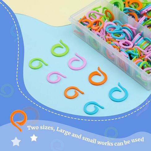 Iuuidu 200 Pcs Colorful Crochet Stitch Markers, Knitting Stitch Rings Size S/L, Crochet Locking Counter Stitch Marker Ring with Plastic Box Accessories for DIY and Handmade Crafts in Kuwait