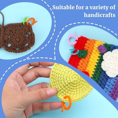 Iuuidu 200 Pcs Colorful Crochet Stitch Markers, Knitting Stitch Rings Size S/L, Crochet Locking Counter Stitch Marker Ring with Plastic Box Accessories for DIY and Handmade Crafts in Kuwait