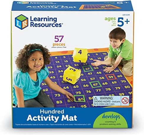 Learning Resources Hundred Activity Mat - 57 Pieces, Ages 5+ Math Learning Games for Kids, Educational and Fun Games for Kids in Saudi Arabia