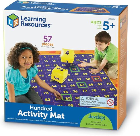 Learning Resources Hundred Activity Mat - 57 Pieces, Ages 5+ Math Learning Games for Kids, Educational and Fun Games for Kids in Saudi Arabia