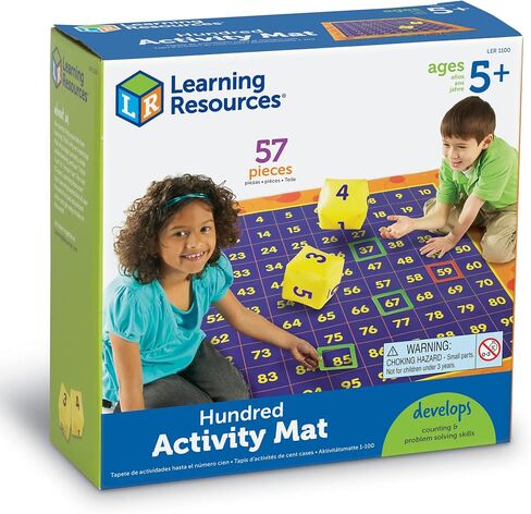 Learning Resources Hundred Activity Mat - 57 Pieces, Ages 5+ Math Learning Games for Kids, Educational and Fun Games for Kids in Saudi Arabia