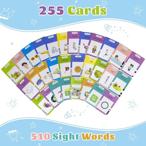 510 Sight Words Talking Flash Cards for Toddlers, Learning Speech Therapy Autism Sensory Toys for Toddlers,Kindergarten Preschool Educational Toys for Kids in Kuwait