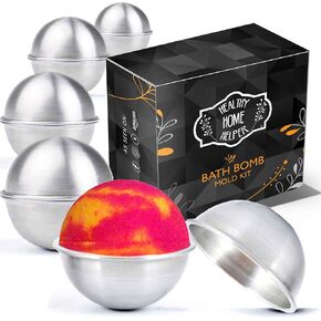 Stainless Steel Bath Bomb Molding Set-3 Metal Round Bath Bomb Molds (6 Half Spheres)- DIY Professional Molds for Fizzy Bombs: Instructional Pamphlet, E-Book & Mesh Storage Bag- Starter Kit in Kuwait