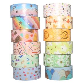 20 Rolls Washi Tape Set,10 mm x 5m Decorative Colored Masking Tapes for Scrapbooking, Bullet Journals, Junk Journal, Planners, DIY Crafts, Gift Wrapping