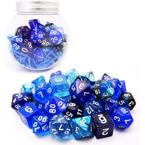 Bescon 35pcs Polyhedral RPG Dice Amethysts Set, DND Role Playing Game Dice Purple Sets 5X7pcs