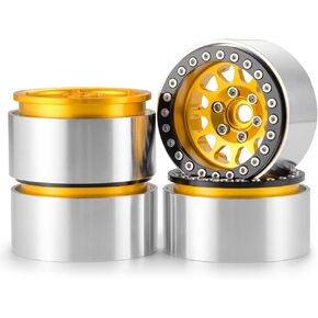 4 قطع عجلات RC 1.9 جنوط عجلات من سبائك الألومنيوم لسلسلة TRX4 المحورية SCX10 AXI03007 RC الزاحف (ذهبي + أسود) in Saudi Arabia