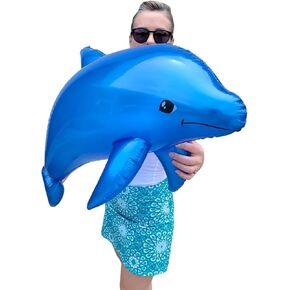Huge 40" Pearlized Dolphin INFLATE Inflatable Pool Toy Beach Poolside Aquatic Themed Decor Birthday Party Buffet Table Decoration in Kuwait