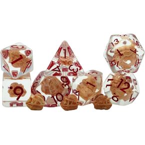 7-Die DND Dice, Polyhedral Resin Dice Set Filled with Animal, for Role Playing Game Dungeons and Dragons