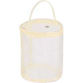PATIKIL Yarn Storage Bag, Portable Crochet Knitting Bag Case Skein Ball Holder Mesh Basket Organizer Tote for Sewing Craft Projects, Beige