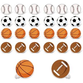 24 قطعة من أغطية الكيك الرياضية لتزيين حلقات الكب كيك للأطفال، مستلزمات حفلات أعياد الميلاد وديكورات الخبز وهدايا الحفلات in Kuwait