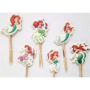 أغطية تزيين الكيك بتصميم حورية البحر الصغيرة لحفلات أعياد الميلاد من ديزني - مجموعة من 24 قطعة in Kuwait